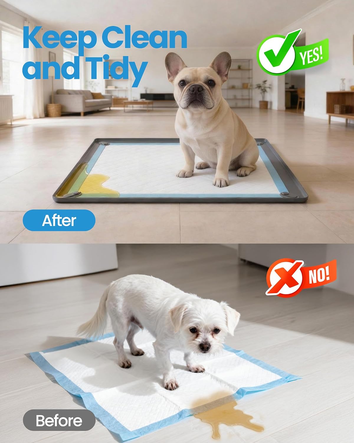 Pee Pad Holder for Dogs - 24" x 24" Silicone Puppy Potty Training Tray