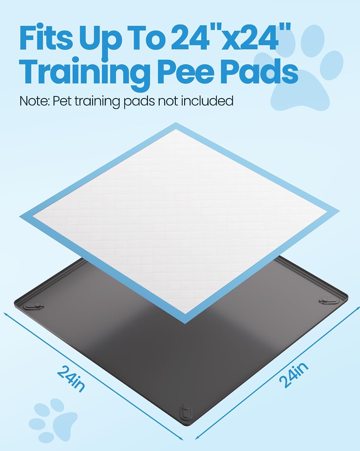 Pee Pad Holder for Dogs - 24" x 24" Silicone Puppy Potty Training Tray