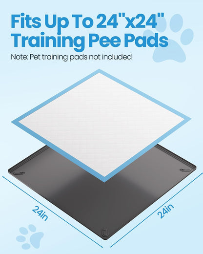 Pee Pad Holder for Dogs - 24" x 24" Silicone Puppy Potty Training Tray