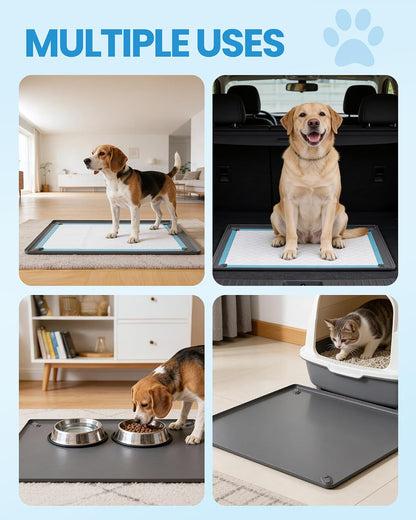 Pee Pad Holder for Dogs - 24" x 24" Silicone Puppy Potty Training Tray