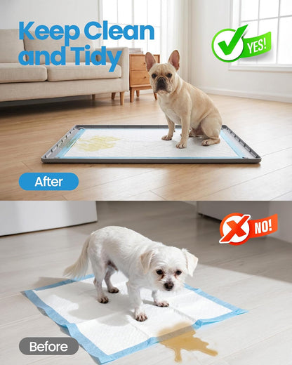 Pee Pad Holder for Dogs - 24" x 24" Silicone Puppy Potty Training Tray