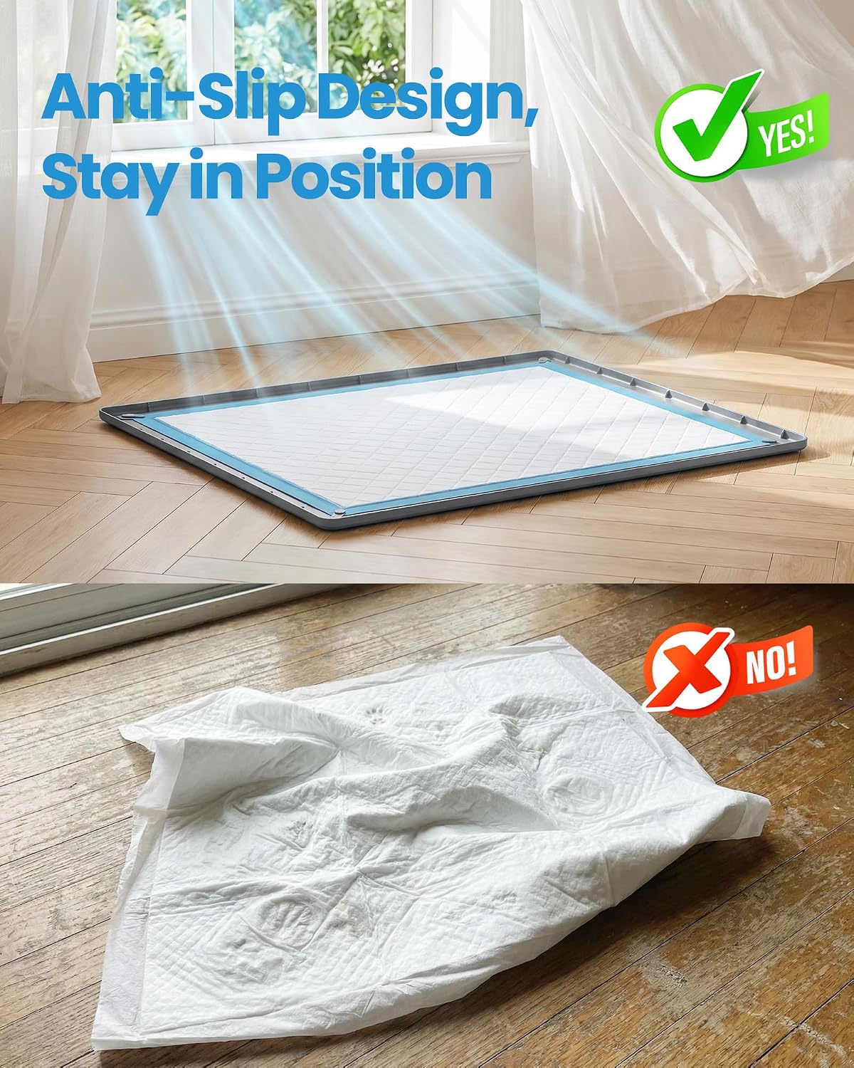 Pee Pad Holder for Dogs - 24" x 24" Silicone Puppy Potty Training Tray