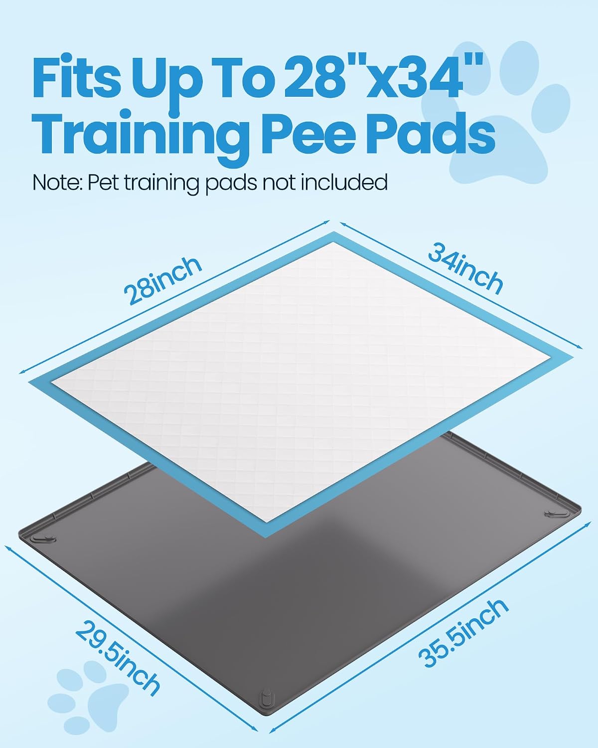 Pee Pad Holder for Dogs - 24" x 24" Silicone Puppy Potty Training Tray