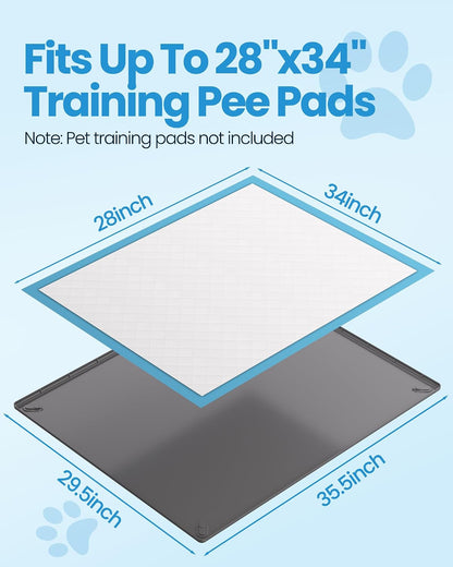 Pee Pad Holder for Dogs - 24" x 24" Silicone Puppy Potty Training Tray