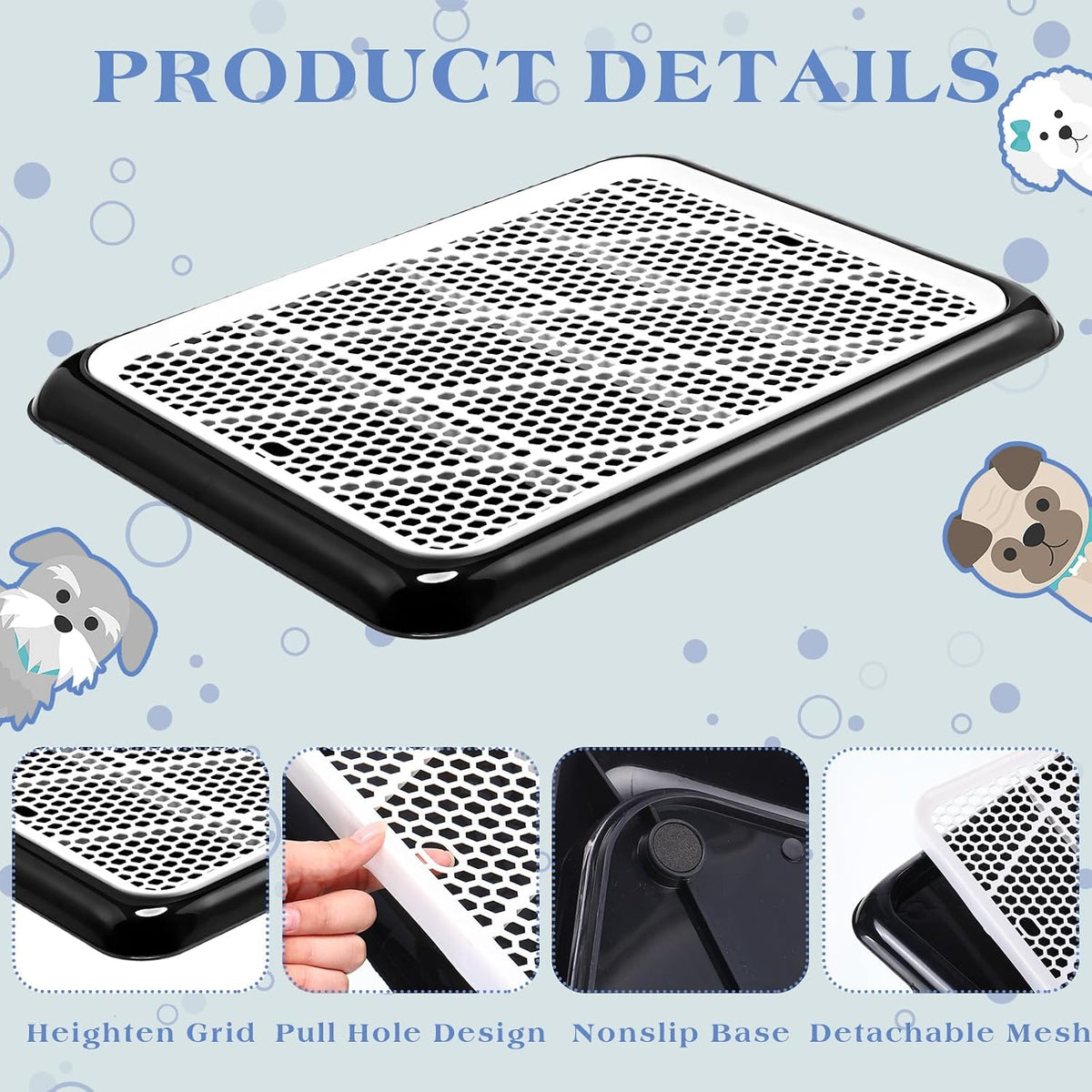 1 Pcs Dog Pee Pad Holder Potty Tray Portable Dog Litter Box Toilet Training for Small Medium Large Pet Puppy Indoor Outdoor