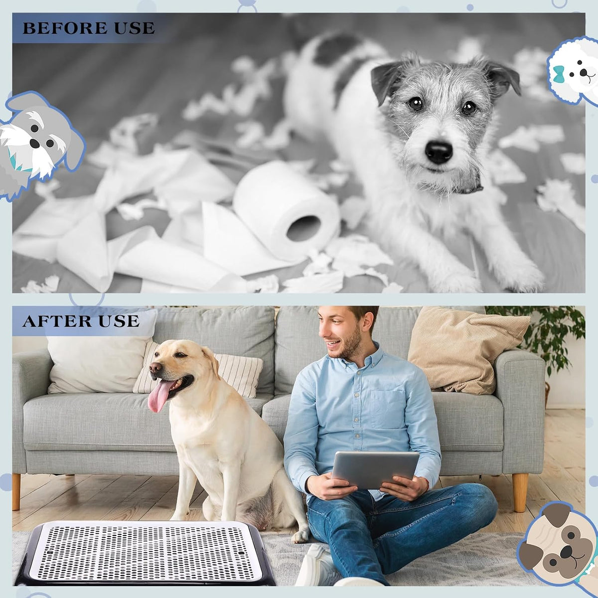1 Pcs Dog Pee Pad Holder Potty Tray Portable Dog Litter Box Toilet Training for Small Medium Large Pet Puppy Indoor Outdoor