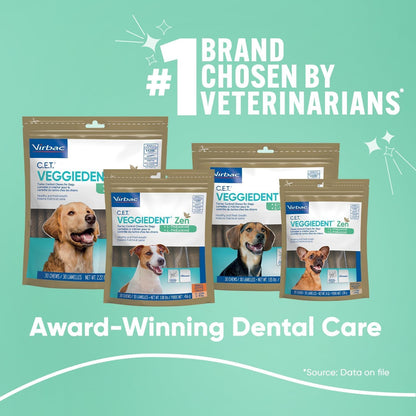 C.E.T. Veggiedent Fr3sh & Zen Plaque and Tartar Control Chews for Dogs, S