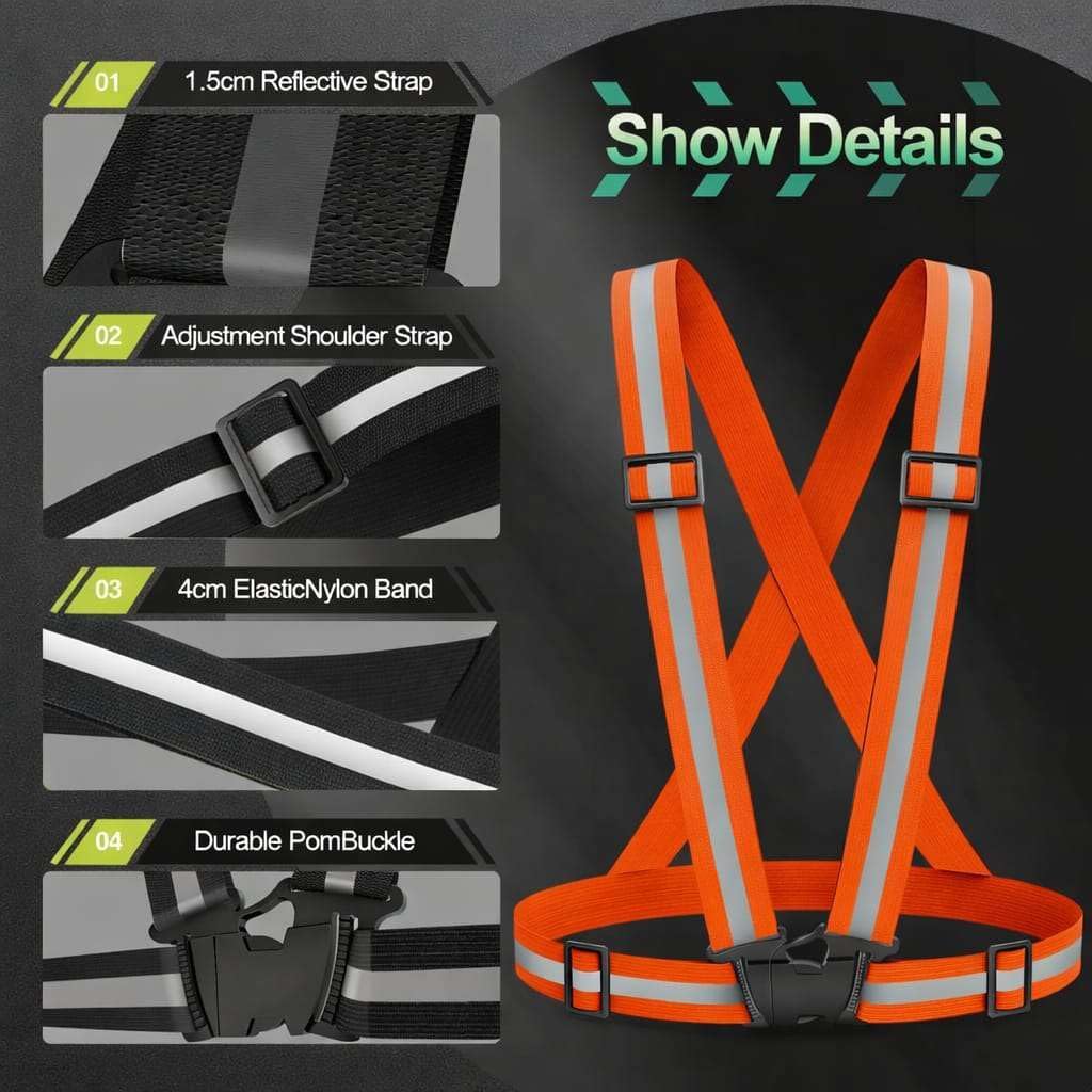2 Packs Reflective Vest Running Gear, High Visibility Reflective Running Gear Adjustable Elastic Safety Vest for Night Jogging, Biking, Walking or Dog Walking, Running Vest for Men Women Children