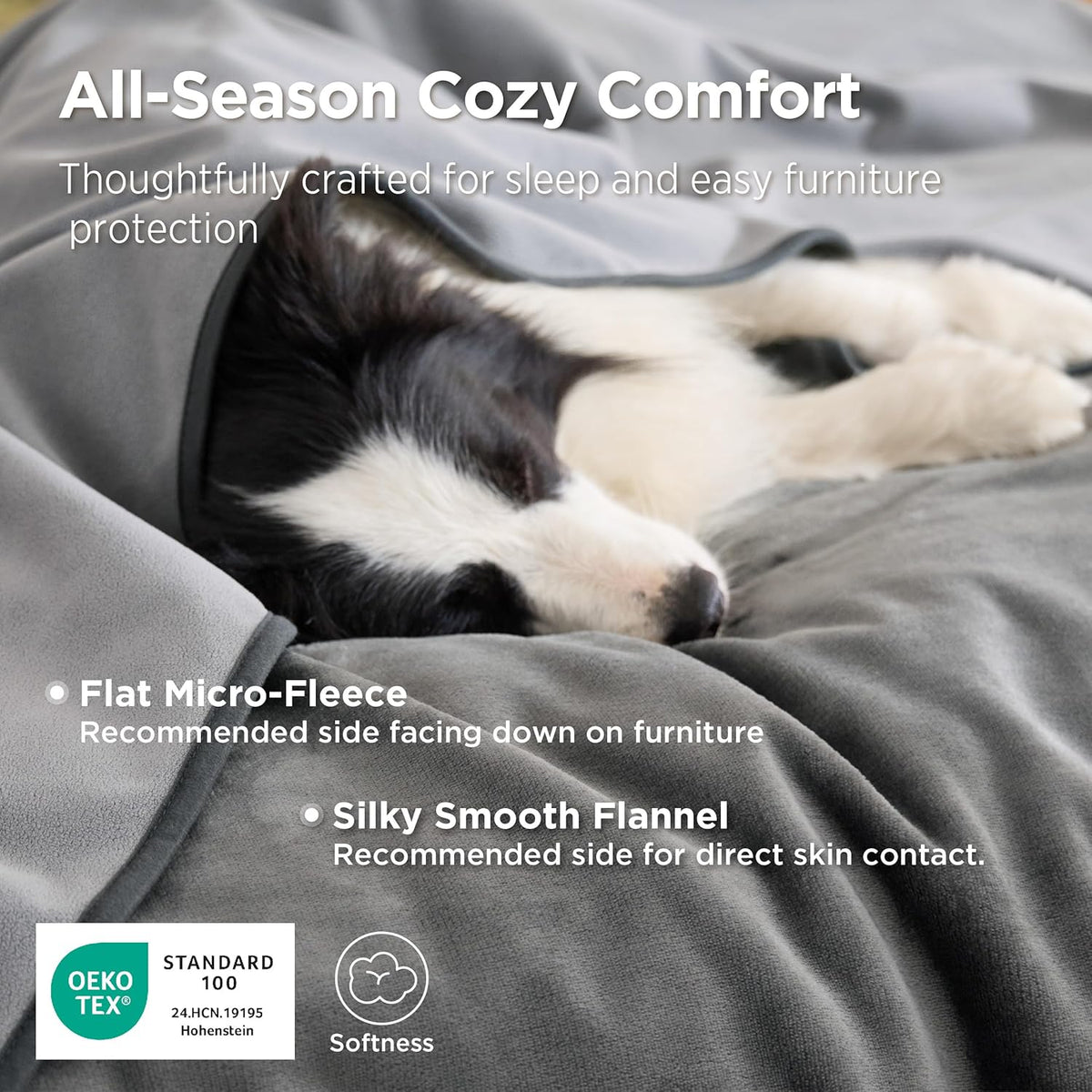 Waterproof Blanket Soft Flannel Fleece Couch Cover,50x60 Grey
