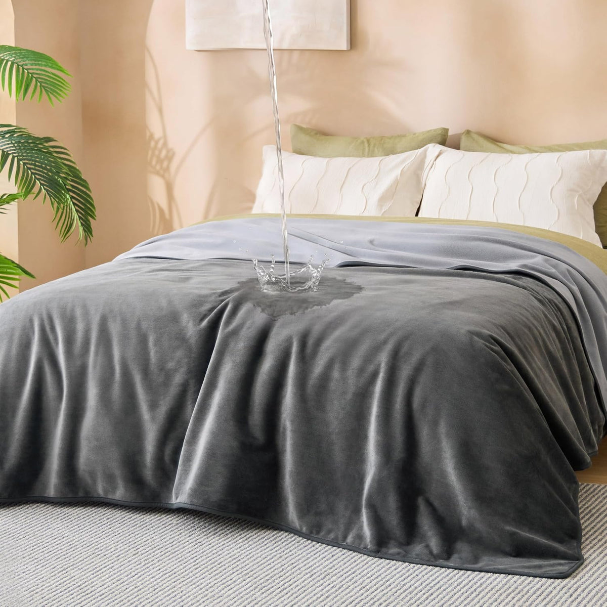 Waterproof Blanket Soft Flannel Fleece Couch Cover,50x60 Grey