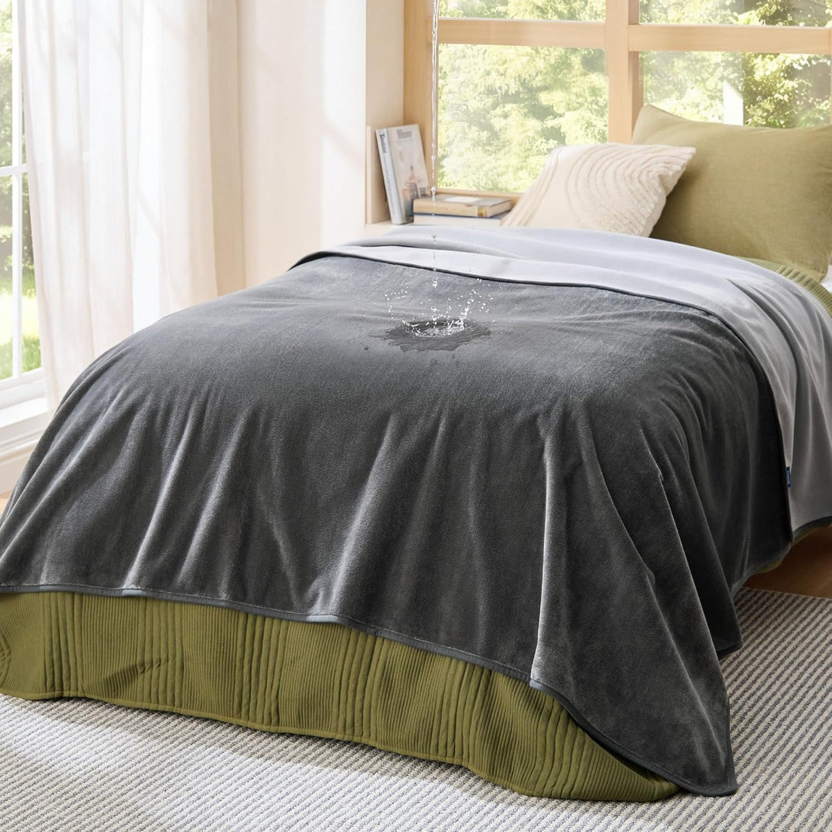 Waterproof Blanket Soft Flannel Fleece Couch Cover,50x60 Grey