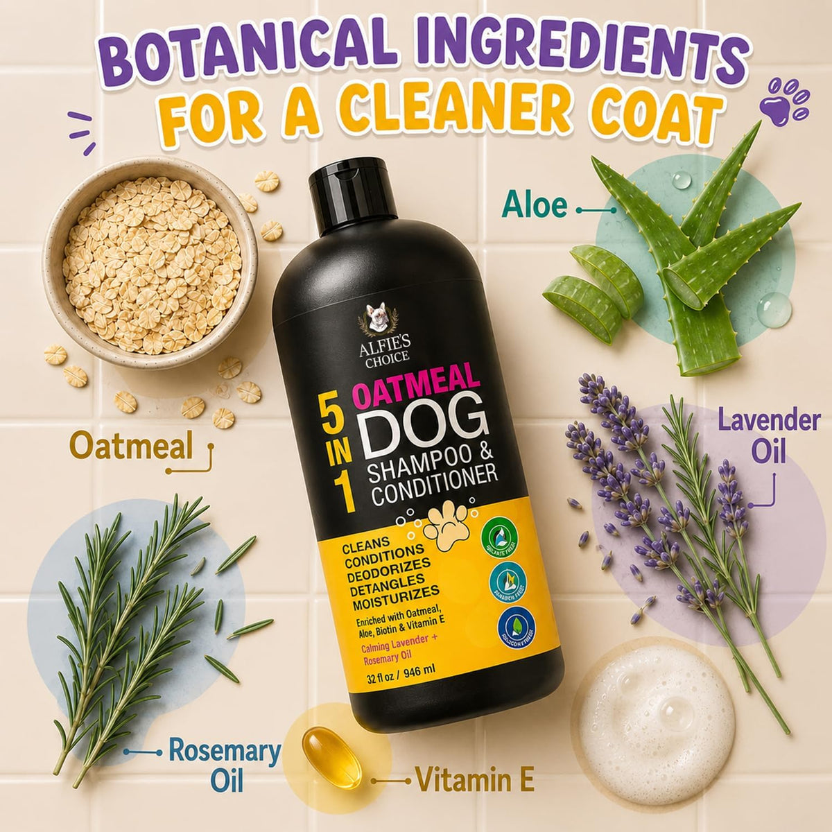 Oatmeal Dog Shampoo and Conditioner for Itchy Skin Relief 16 fl oz