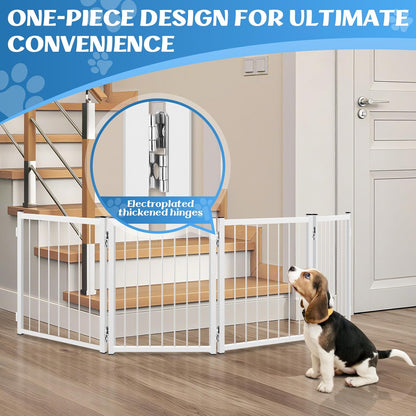 Freestanding Short Dog Gate, 16.5" Tall Small Pet Gate Easily Step Over, Metal Foldable Pet Gate, Up to 51" Wide Puppy Fence, Gate for Stairs and Doorways, Indoor, Outdoor Use, No Drill Pressure Mount