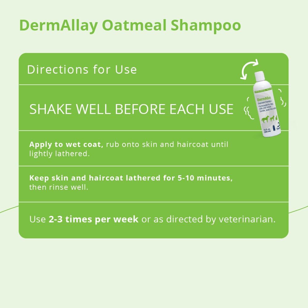 Oatmeal Shampoo for Dogs, Cats and Horses, 12 Fl Oz