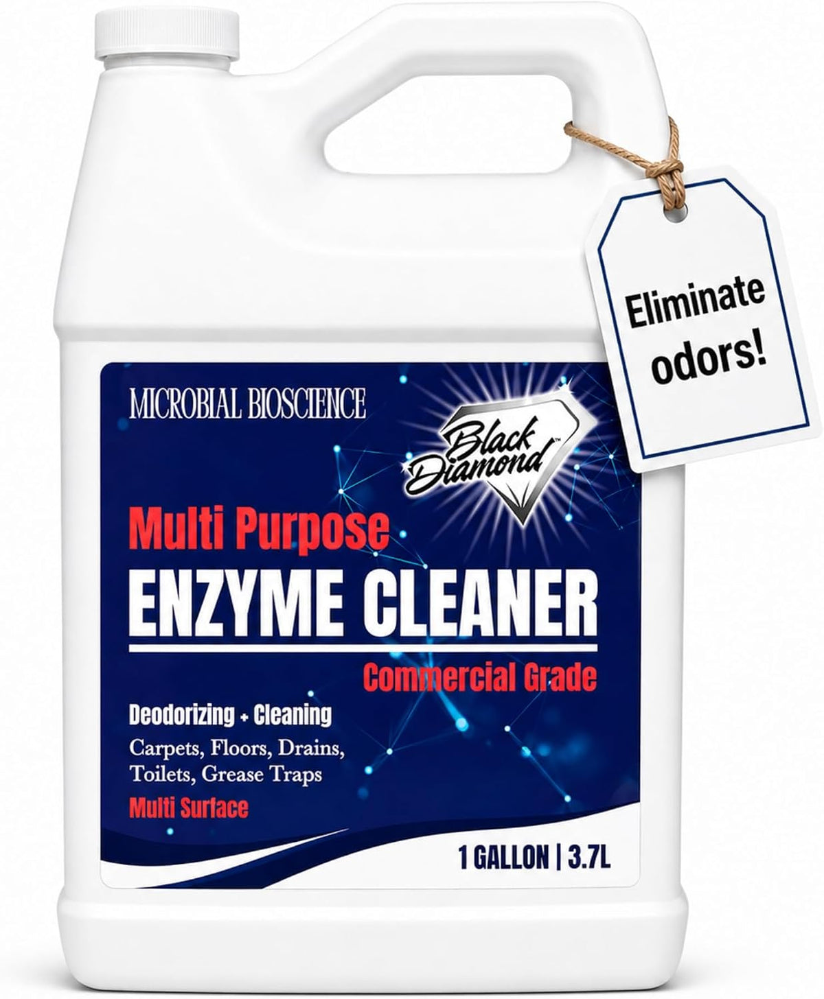 Commercial Multi-Purpose Enzyme Cleaner & Odor Eliminator | Pet & Human Urine, Stains & Odors | Carpet, Laundry, Bathroom, Drain & Trash Deodorizer | Dog, Cat, Organic Waste Remover (1 Gallon)