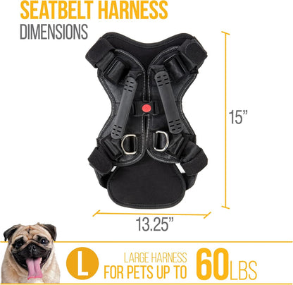 Crash-Tested Multipurpose Seatbelt Dog Harness - Black, Large
