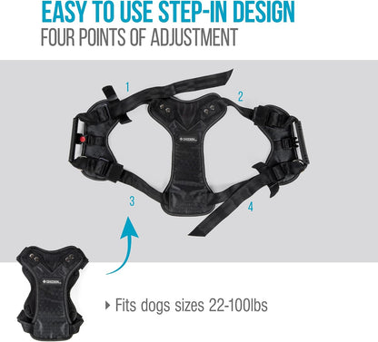 Crash-Tested Multipurpose Seatbelt Dog Harness - Black, Large
