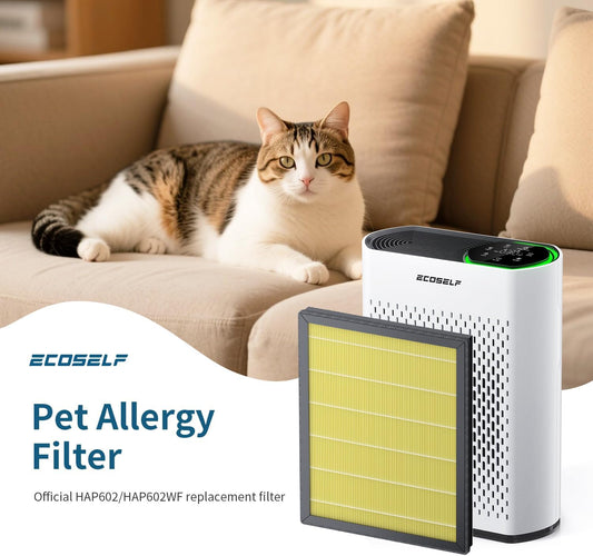 Genuine Replacement Air Purifier Pet Allergy Filter for HAP602/ HAP602WF Air Purifier Filter, 3-Stage Filtration Repacement for High-Efficient Filtration (1 Pack), Yellow