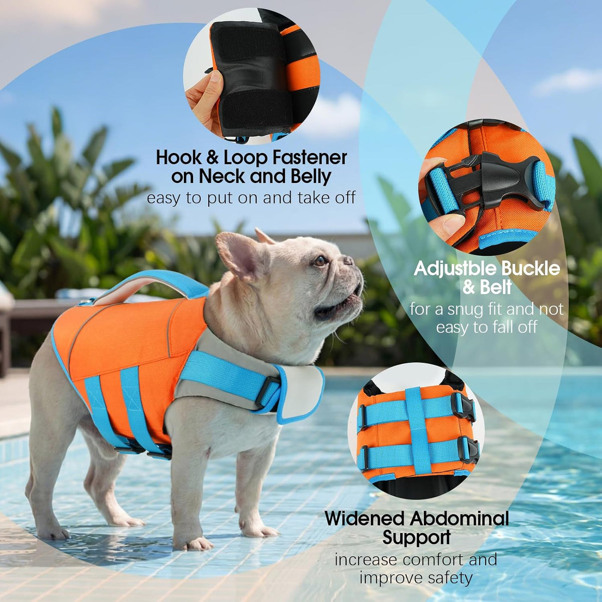 Medium Dog Life Jacket High Flotation, Ripstop Reflective Dog Life Vest for Swimming Boating, Safety Lifesaver with Rescue Handle & Buoyancy, Adjustable Swimming Vest for Medium Dogs,Rose,M