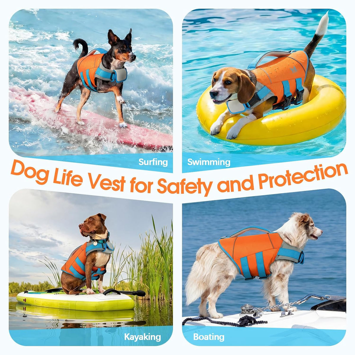 Medium Dog Life Jacket High Flotation, Ripstop Reflective Dog Life Vest for Swimming Boating, Safety Lifesaver with Rescue Handle & Buoyancy, Adjustable Swimming Vest for Medium Dogs,Rose,M