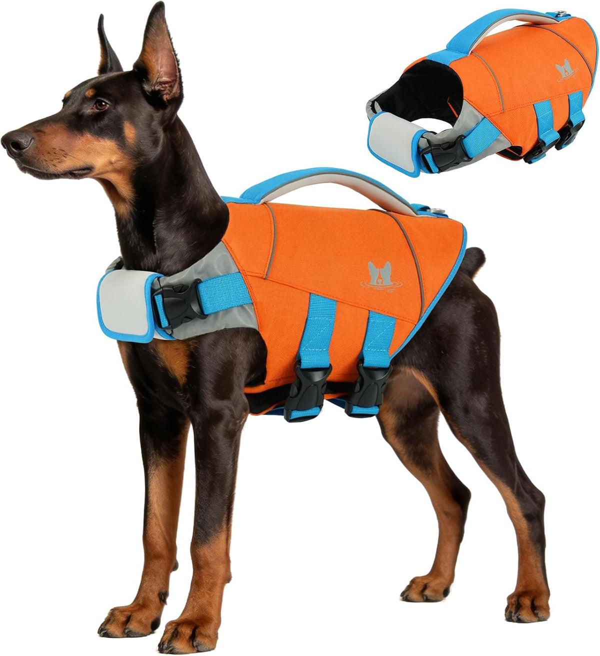 Medium Dog Life Jacket High Flotation, Ripstop Reflective Dog Life Vest for Swimming Boating, Safety Lifesaver with Rescue Handle & Buoyancy, Adjustable Swimming Vest for Medium Dogs,Rose,M