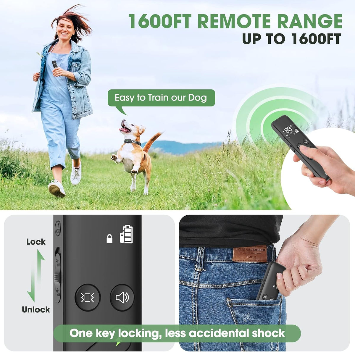 Dog Shock Collar, Electric Dog Training Collar with Remote & 4-Channels