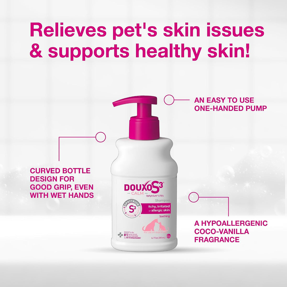 S3 Calm Dog Shampoo for Itchy Skin Relief, Dog Shampoo for Allergies and Itching, Soothes Itchy, Irritated or Allergic Skin For Dogs and Cats, 6.7 fl oz