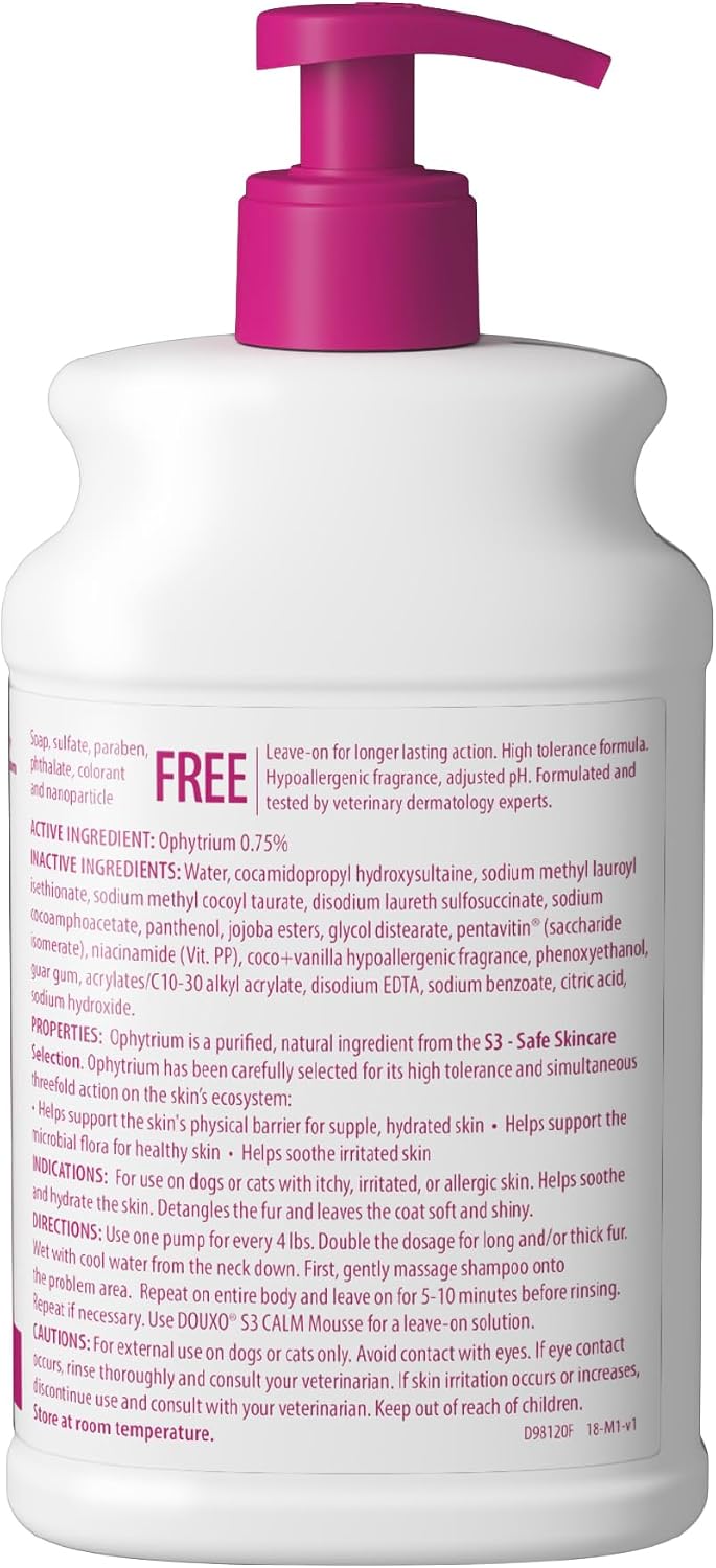S3 Calm Dog Shampoo for Itchy Skin Relief, Dog Shampoo for Allergies and Itching, Soothes Itchy, Irritated or Allergic Skin For Dogs and Cats, 6.7 fl oz
