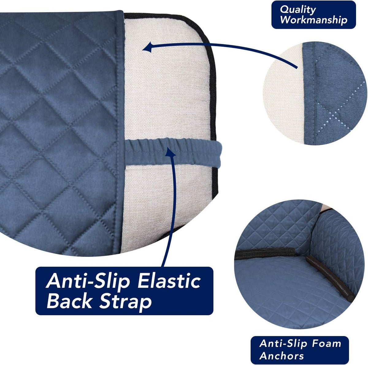 Reversible Quilted Sofa Cover Dog Couch Covers for Sofa, 66 in | Gray/Light Gray, Water Resistant Couch Protector, Washable Pet Couch Cover with Non Slip and Elastic Straps For Kids - Colors B
