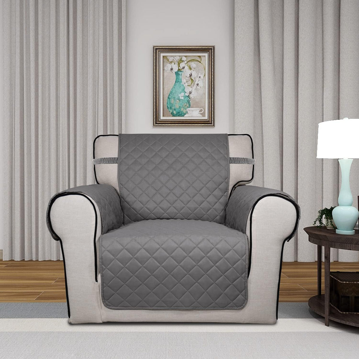 Reversible Quilted Sofa Cover Dog Couch Covers for Sofa, 66 in | Gray/Light Gray, Water Resistant Couch Protector, Washable Pet Couch Cover with Non Slip and Elastic Straps For Kids - Colors B