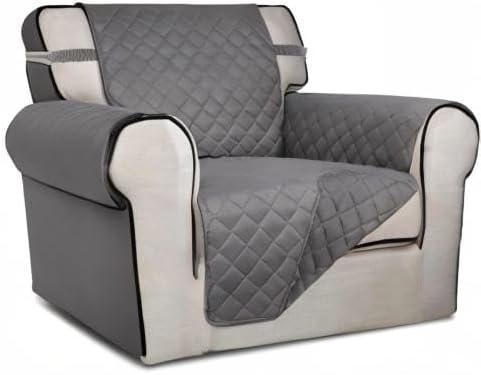 Reversible Quilted Sofa Cover Dog Couch Covers for Sofa, 66 in | Gray/Light Gray, Water Resistant Couch Protector, Washable Pet Couch Cover with Non Slip and Elastic Straps For Kids - Colors B