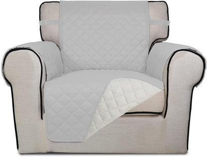 Reversible Quilted Sofa Cover Dog Couch Covers for Sofa, 66 in | Gray/Light Gray, Water Resistant Couch Protector, Washable Pet Couch Cover with Non Slip and Elastic Straps For Kids - Colors B