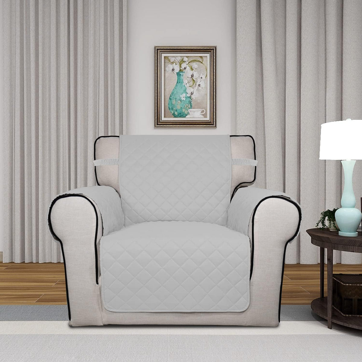Reversible Quilted Sofa Cover Dog Couch Covers for Sofa, 66 in | Gray/Light Gray, Water Resistant Couch Protector, Washable Pet Couch Cover with Non Slip and Elastic Straps For Kids - Colors B