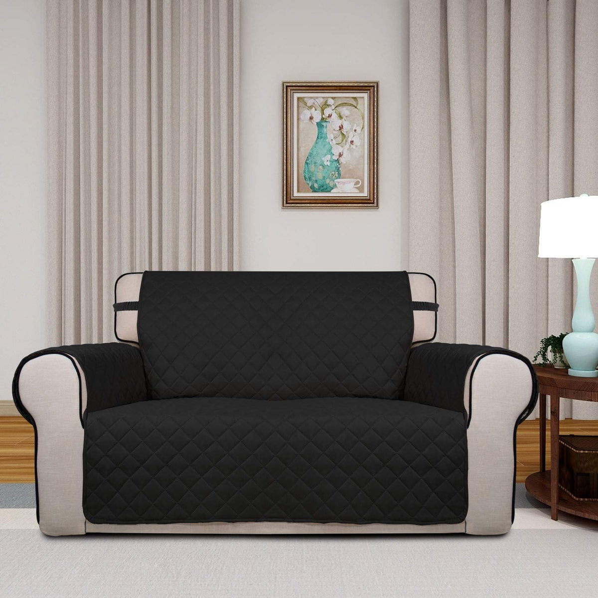 Reversible Quilted Sofa Cover Dog Couch Covers for Sofa, 66 in | Gray/Light Gray, Water Resistant Couch Protector, Washable Pet Couch Cover with Non Slip and Elastic Straps For Kids - Colors B