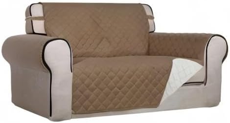 Reversible Quilted Sofa Cover Dog Couch Covers for Sofa, 66 in | Gray/Light Gray, Water Resistant Couch Protector, Washable Pet Couch Cover with Non Slip and Elastic Straps For Kids - Colors B