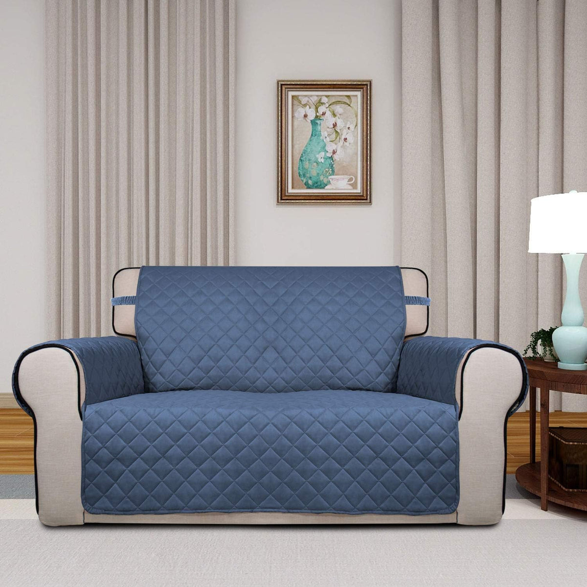 Reversible Quilted Sofa Cover Dog Couch Covers for Sofa, 66 in | Gray/Light Gray, Water Resistant Couch Protector, Washable Pet Couch Cover with Non Slip and Elastic Straps For Kids - Colors B