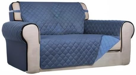 Reversible Quilted Sofa Cover Dog Couch Covers for Sofa, 66 in | Gray/Light Gray, Water Resistant Couch Protector, Washable Pet Couch Cover with Non Slip and Elastic Straps For Kids - Colors B