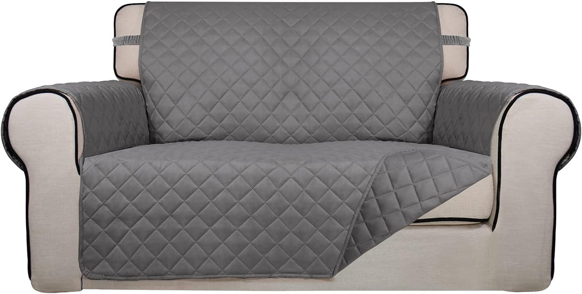 Reversible Quilted Sofa Cover Dog Couch Covers for Sofa, 66 in | Gray/Light Gray, Water Resistant Couch Protector, Washable Pet Couch Cover with Non Slip and Elastic Straps For Kids - Colors B
