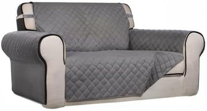 Reversible Quilted Sofa Cover Dog Couch Covers for Sofa, 66 in | Gray/Light Gray, Water Resistant Couch Protector, Washable Pet Couch Cover with Non Slip and Elastic Straps For Kids - Colors B