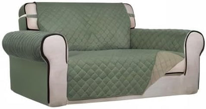 Reversible Quilted Sofa Cover Dog Couch Covers for Sofa, 66 in | Gray/Light Gray, Water Resistant Couch Protector, Washable Pet Couch Cover with Non Slip and Elastic Straps For Kids - Colors B