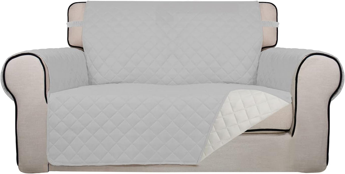 Reversible Quilted Sofa Cover Dog Couch Covers for Sofa, 66 in | Gray/Light Gray, Water Resistant Couch Protector, Washable Pet Couch Cover with Non Slip and Elastic Straps For Kids - Colors B