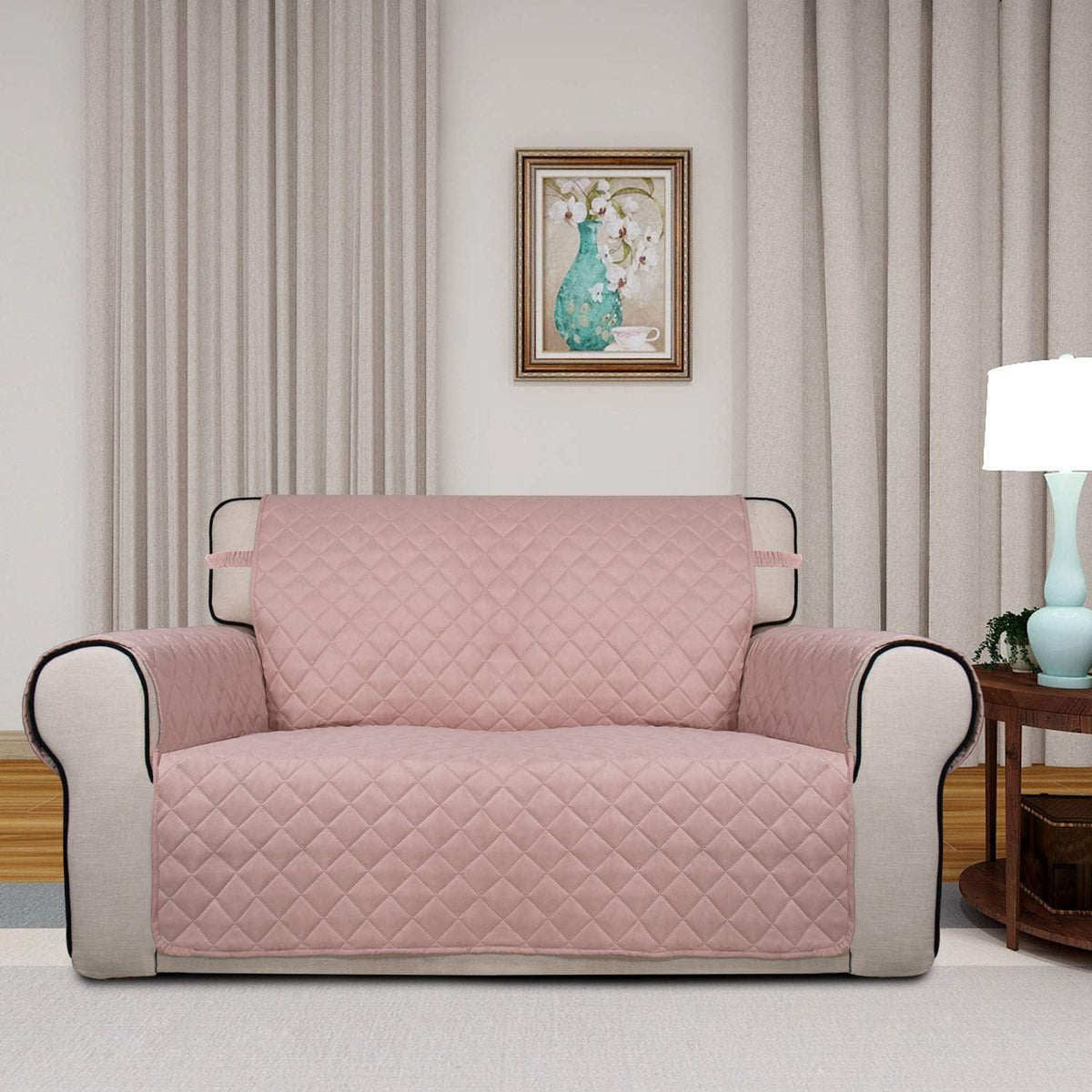 Reversible Quilted Sofa Cover Dog Couch Covers for Sofa, 66 in | Gray/Light Gray, Water Resistant Couch Protector, Washable Pet Couch Cover with Non Slip and Elastic Straps For Kids - Colors B