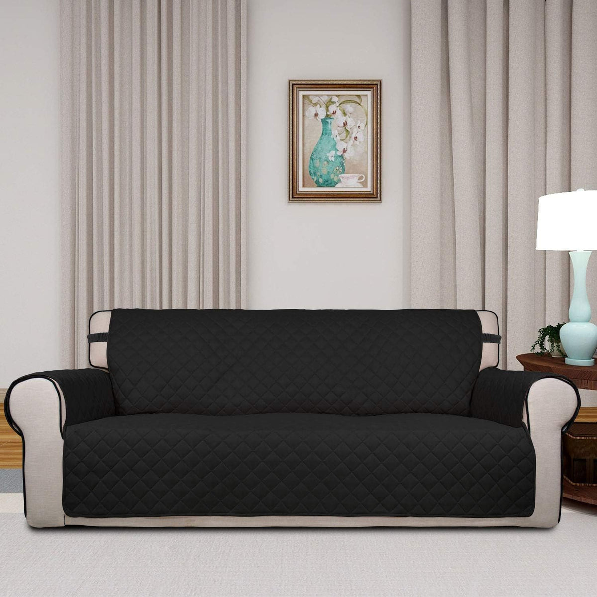 Reversible Quilted Sofa Cover Dog Couch Covers for Sofa, 66 in | Gray/Light Gray, Water Resistant Couch Protector, Washable Pet Couch Cover with Non Slip and Elastic Straps For Kids - Colors B