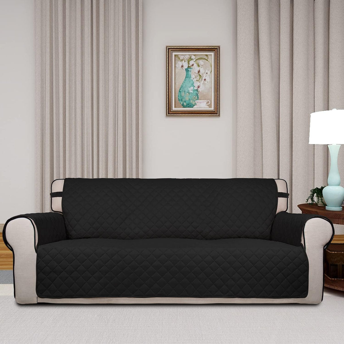 Reversible Quilted Sofa Cover Dog Couch Covers for Sofa, 66 in | Gray/Light Gray, Water Resistant Couch Protector, Washable Pet Couch Cover with Non Slip and Elastic Straps For Kids - Colors B