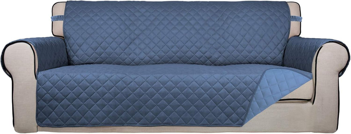 Reversible Quilted Sofa Cover Dog Couch Covers for Sofa, 66 in | Gray/Light Gray, Water Resistant Couch Protector, Washable Pet Couch Cover with Non Slip and Elastic Straps For Kids - Colors B