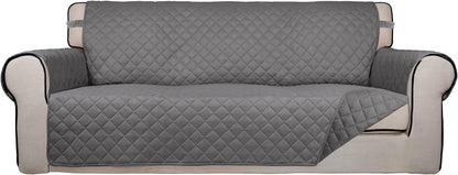 Reversible Quilted Sofa Cover Dog Couch Covers for Sofa, 66 in | Gray/Light Gray, Water Resistant Couch Protector, Washable Pet Couch Cover with Non Slip and Elastic Straps For Kids - Colors B