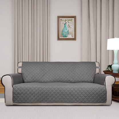 Reversible Quilted Sofa Cover Dog Couch Covers for Sofa, 66 in | Gray/Light Gray, Water Resistant Couch Protector, Washable Pet Couch Cover with Non Slip and Elastic Straps For Kids - Colors B