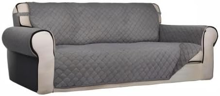 Reversible Quilted Sofa Cover Dog Couch Covers for Sofa, 66 in | Gray/Light Gray, Water Resistant Couch Protector, Washable Pet Couch Cover with Non Slip and Elastic Straps For Kids - Colors B