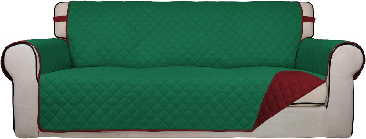 Reversible Quilted Sofa Cover Dog Couch Covers for Sofa, 66 in | Gray/Light Gray, Water Resistant Couch Protector, Washable Pet Couch Cover with Non Slip and Elastic Straps For Kids - Colors B