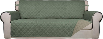 Reversible Quilted Sofa Cover Dog Couch Covers for Sofa, 66 in | Gray/Light Gray, Water Resistant Couch Protector, Washable Pet Couch Cover with Non Slip and Elastic Straps For Kids - Colors B